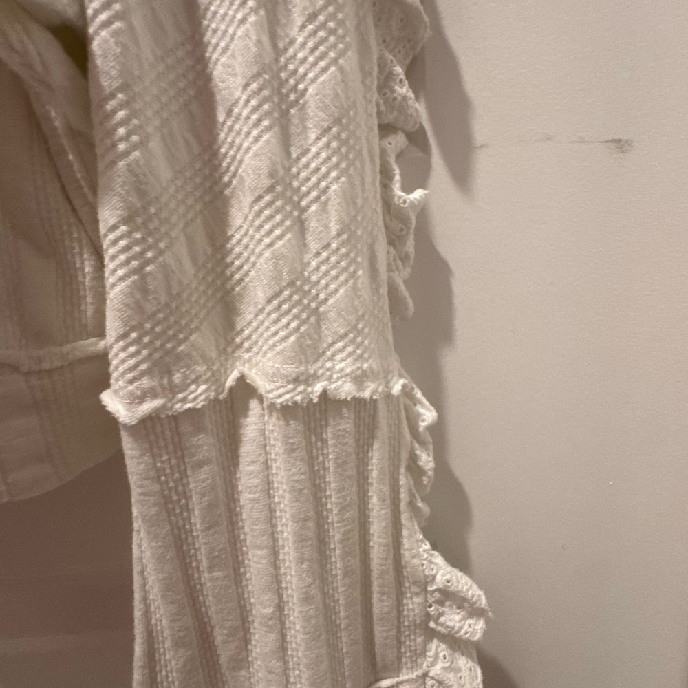 Free People Women’s White Lace L/S Flowy Top Size XL Boho - Picture 5 of 12